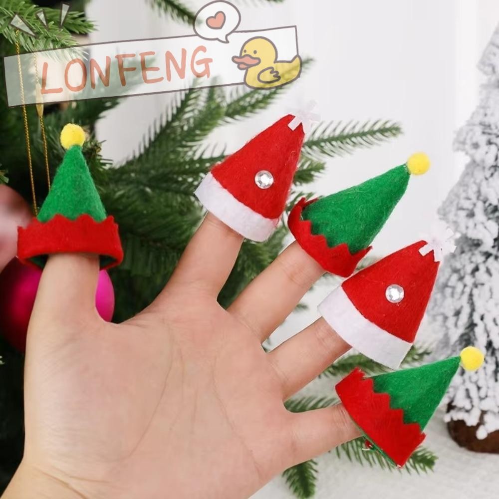 Lonfeng 12 ชิ้นหมวกคริสต์มาสขนาดเล็ก, DIY Elf Craft Supplies ขวดเครื่องประดับคริสต์มาส Santa หมวก, ของขวัญสร้างสรรค์ Lollipop หมวกถ้วยฝาครอบขวดตกแต่งคริสต์มาส