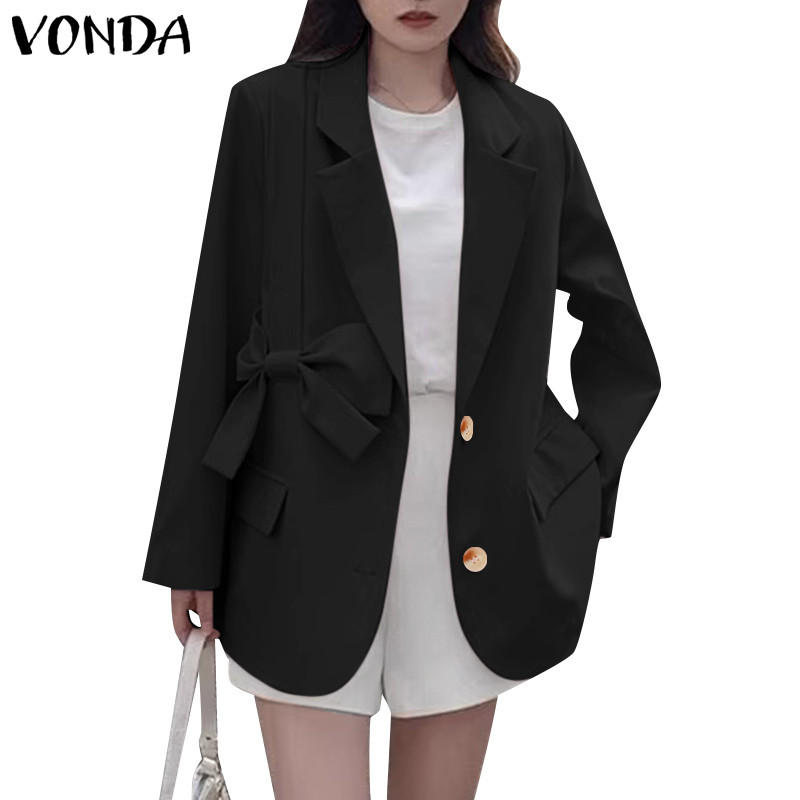 Vonda เสื้อเบลเซอร์แขนยาวปกแฟชั่นเกาหลีสําหรับผู้หญิง