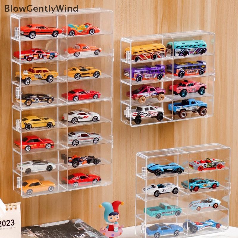 Blowgentlywind 1:64 อะคริลิครถกล่องสําหรับรถของเล่นตู้Rackฝุ่นรถไม่เจาะกาวผนังโปร่งใสกล่องแสดงBGW