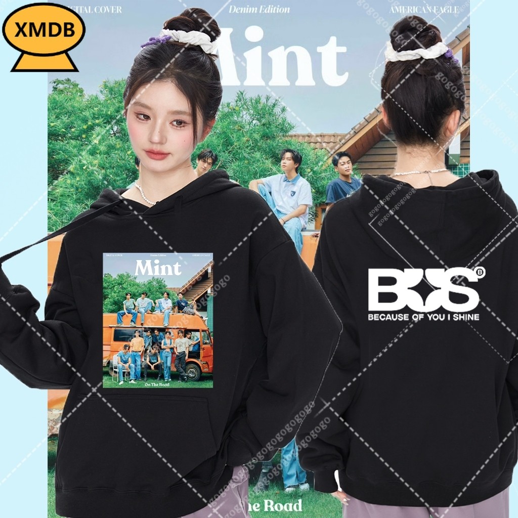 (สกรีน) เสื้อฮู้ดแขนยาวและ Travel Outfits NEW 2025 BUS because of you i shine คอตตอน 100% printed M-3XL#69