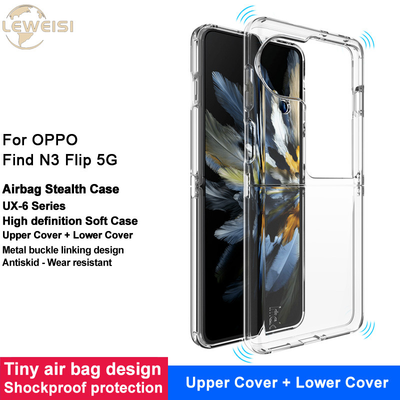 Imak OPPO Find N3 Flip 5G TPU + เคสโทรศัพท์โลหะ Ultra Thin Clear Anti-fall Shock-absorbing Soft Case