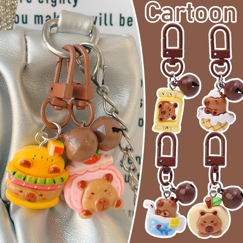 1/3 ชิ้น Gourmet Capibala Bell พวงกุญแจ - Ins สไตล์, การ์ตูน, จี้น่ารัก - Creative กระเป๋าแขวน Charms - ของขวัญเครื่องประดับสําหรับคนรักเพื่อน - Key Ring กระเป๋าเป้สะพายหลังตกแต่ง
