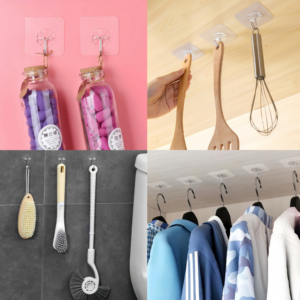 ตะขอติดผนัง(รุ่นใหม่กาว2ชั้น)ของแท้100% ไม่ต้องเจาะผนัง ตะขอแขวนติดผนัง ที่แขวนของ ตะขอแปะผนัง ไม้แขวนผ้า - รูปที่ 6