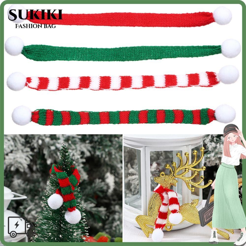 Sukiki ผ้าพันคอคริสต์มาสขนาดเล็กลายขวดไวน์ Bib ตุ๊กตาตกแต่งคริสต์มาส