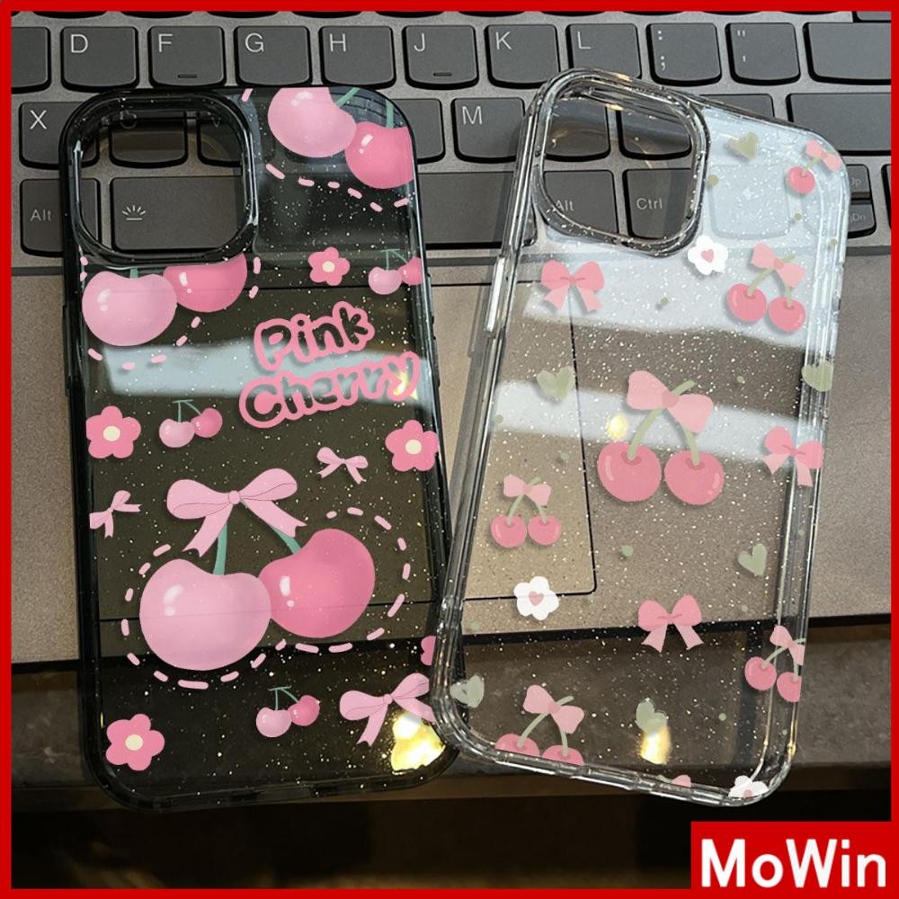 Movin - เคส iPhone 16 Pro Max iPhone 11 ใสแวววาวสุดสดใส เคส TPU นิ่มลายเชอร์รี่น่ารักและอร่อย เข้ากันได้กับ iPhone15 Pro max 14 13 12 Pro max XS XR 7 Plus 8 Plus