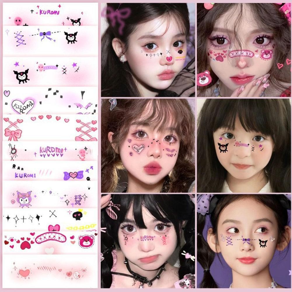 10 ชิ้น Glitter Unicorn ชั่วคราว Tattoo สติกเกอร์สําหรับสาวกันน้ํา Tattoo แฟลช Moon Star F6R2