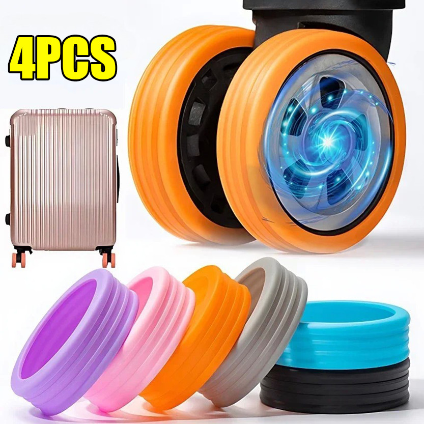 4 ชิ้น Rolling กระเป๋าเดินทางล้อ Protecter / ล้อซิลิโคนล้อ / ลดเสียงรบกวน Guard Cover
