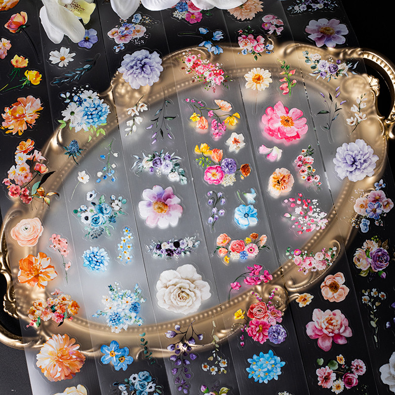 Journal Go 5×200 ซม.Creative ดอกไม้ PET เทปสําหรับ Collage Junk Journal Scrapbooking diy ดอกไม้การ์ด Palnner diy กระดาษกาวเทป