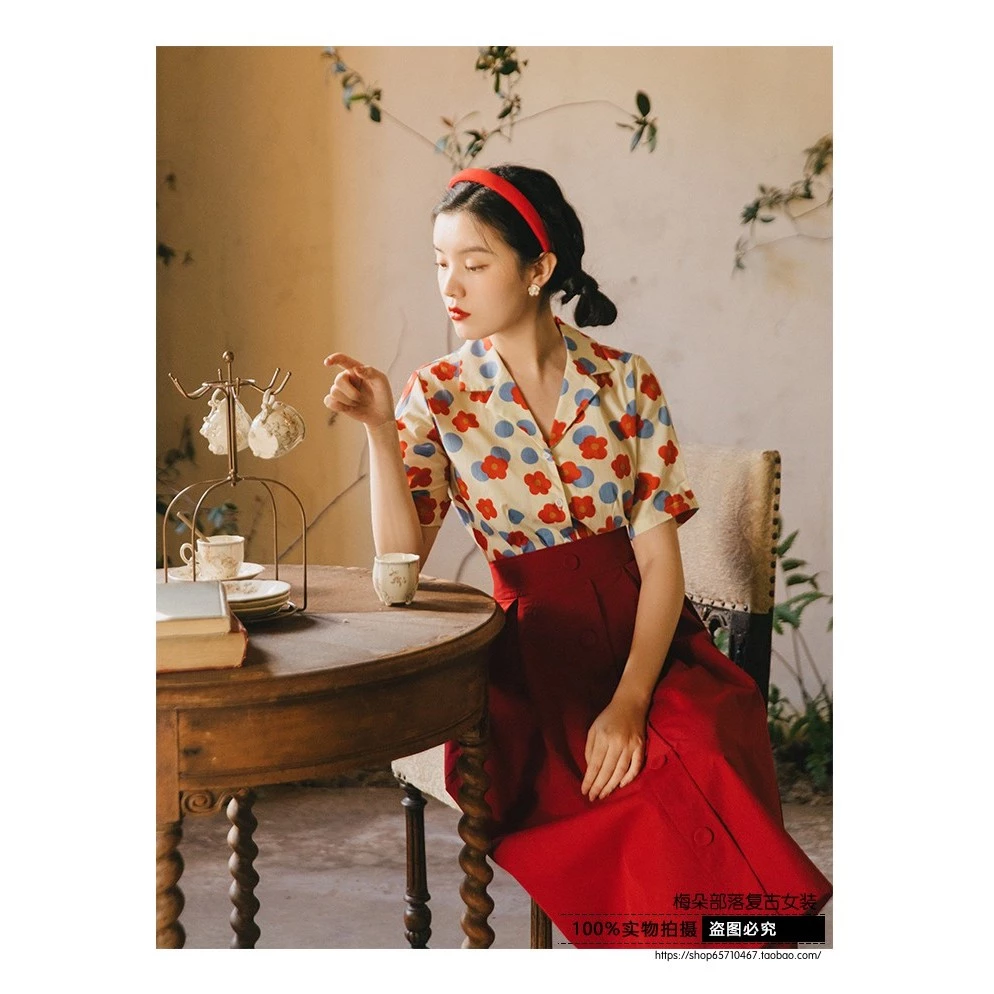 Beryl เสื้อเชิ้ตแขนสั้น ลายดอก ทรงหลวม สไตล์ญี่ปุ่น thumbnail 6