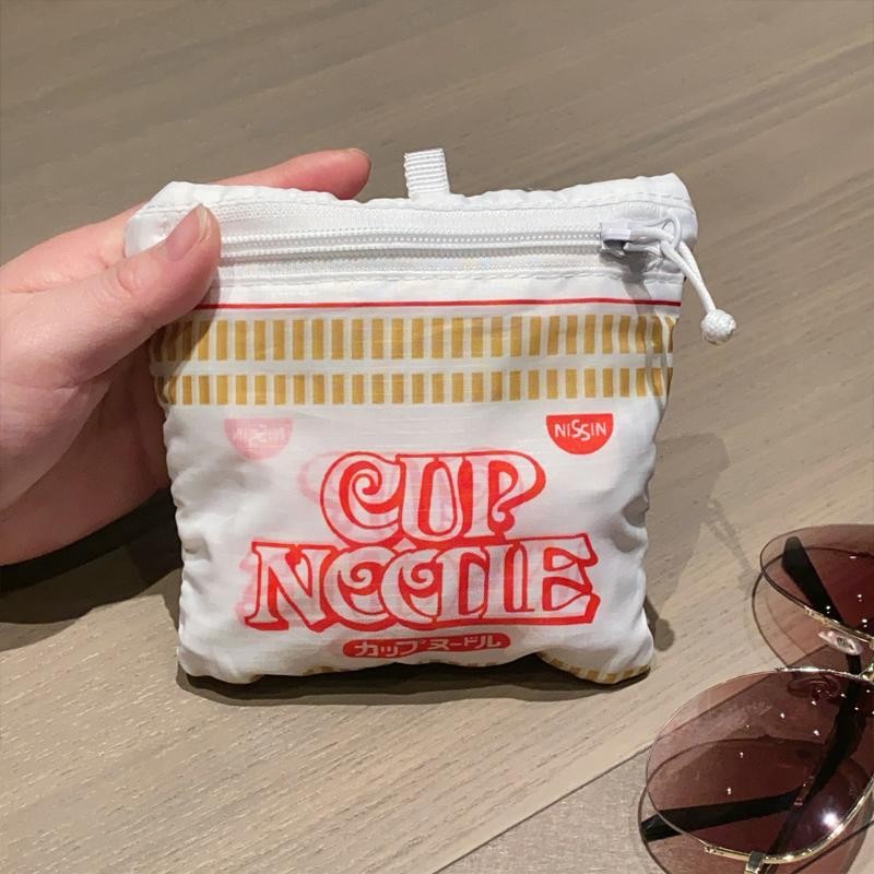 กระเป๋าพับได้ทรง Cup Noodle ตาข่าย น้ำหนักเบา ใช้เป็นถุงช้อปปิ้งหรือกระเป๋าออกนอกบ้าน