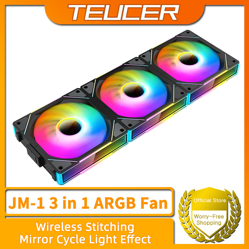 Teucer JM-1 PC พัดลมระบายความร้อน ARGB Mirror Cycle Light Effect 800-2000RPM PWM Water Cooling 360mm Cooler Fan