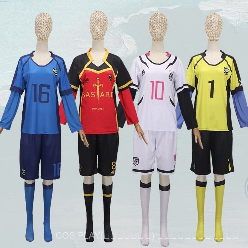 ชุดคอสเพลย์อนิเมะ Blue Lock Bastard Munchen เสื้อเจอร์ซีย์ Blue Prison ชุดทีมเยอรมัน ชุดบอลสีแดงและดำ ชุดภาพยนตร์ Jie Shiyi