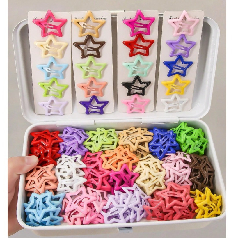 20 ชิ้นสาวน่ารักสีสุ่ม Pentagram Dopamine Star กิ๊บติดผมสําหรับเครื่องประดับผมเด็ก Bangs ด้านข้าง