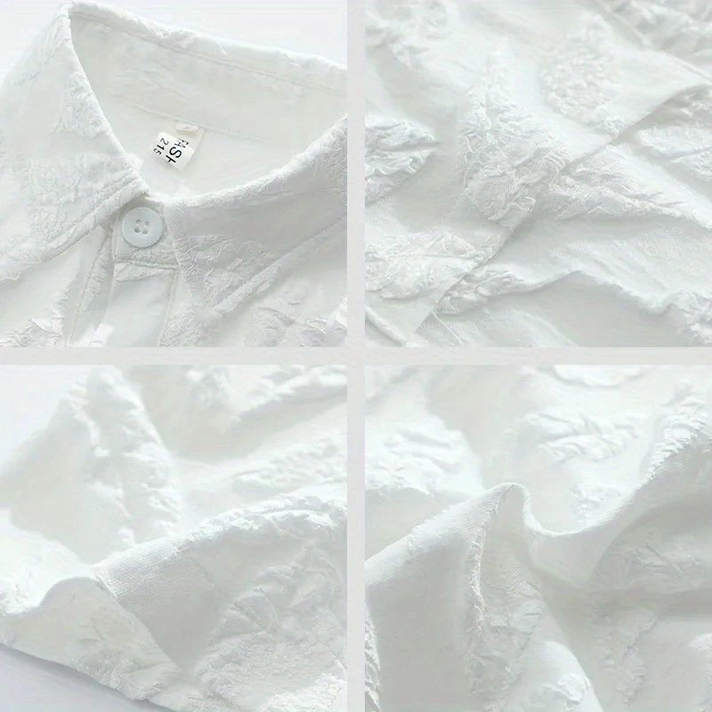 ชุดเสื้อแขนสั้นลายใบไม้ผู้ชาย สไตล์ลำลองลายดอกไม้ thumbnail 7