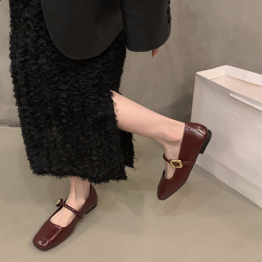 ผู้หญิงรองเท้าแบนสุภาพสตรีแฟชั่นรองเท้าหัวสี่เหลี่ยมปากตื้นน้ําหนักเบาแฟลตอเนกประสงค์ - รูปที่ 5