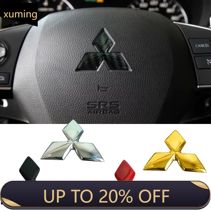 1 x ABS สติ๊กเกอร์สัญลักษณ์พวงมาลัยโลโก้ MITSUBISHI สําหรับ MITSUBISHI