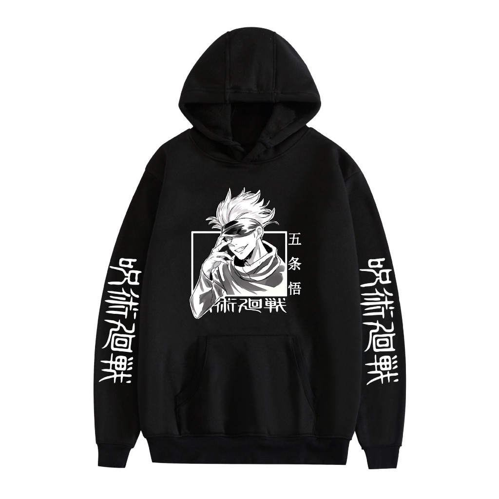Jujutsu Kaisen Hoodie Satoru Gojo พิมพ์แขนยาวอะนิเมะคอสเพลย์ Top Unisex เสื้อกันหนาวผ้าฝ้าย Hooded Pullover