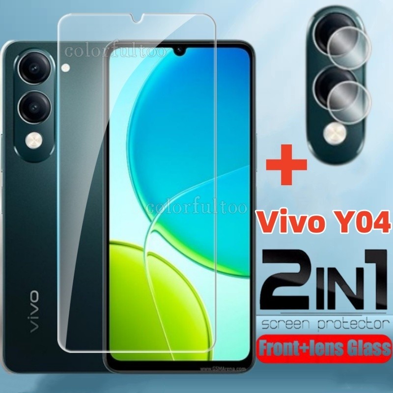 Vivo Y04 2025 2in1 ฟิล์มป้องกันกระจกสําหรับ Vivo Y04 Y03 Y03T Y 03 Y 04 VivoY04 4G 5G 9H HD โทรศัพท์