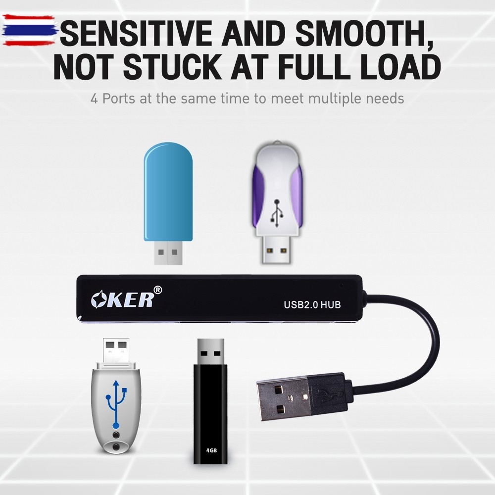 Oker USB Hub 2.0 4 ช่อง รุ่น H-408 HUB