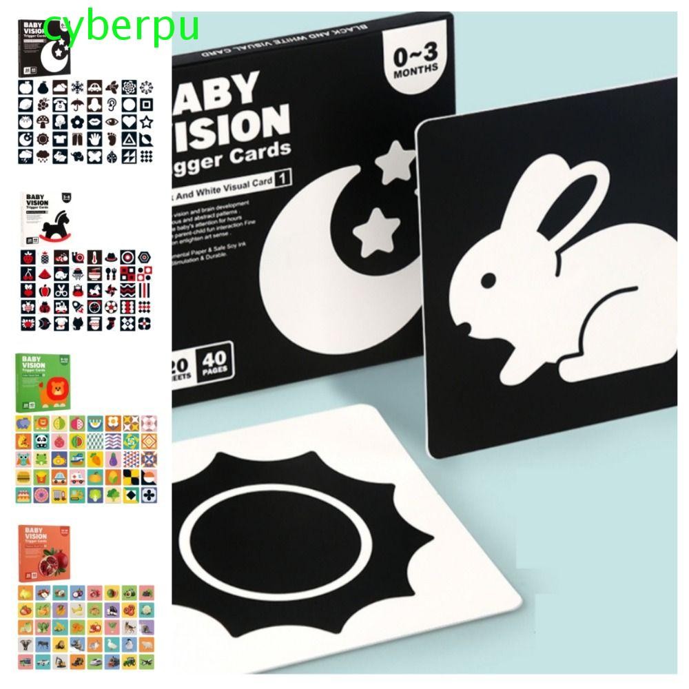 Cyberpulse ทารก Visual Stimulation Card, High Contrast Color Learning Baby Vision Tigger Cards, ความรู้ความเข้าใจกันน้ํา Early Education Montessori ของเล่นเด็ก