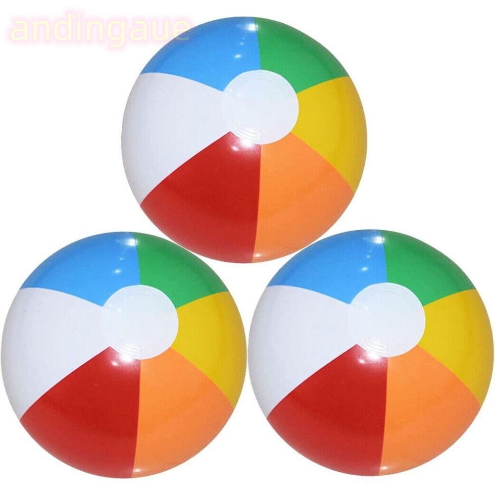 Andin Inflatable Beach Ball, 30 ซม.Big Rainbow Beach Ball, สนุกของเล่นหกสีสีสี 40 ซม. Blow Up Beach Ball เด็ก