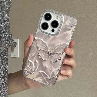 สีใสกากเพชร สำหรับรุ่นไอโฟน 16 15 7 8plus x xr xsmax 17 16 11 14 12 13 15 Pro max 16 Pro เคสไอโฟน11ผีเสื้อทอง