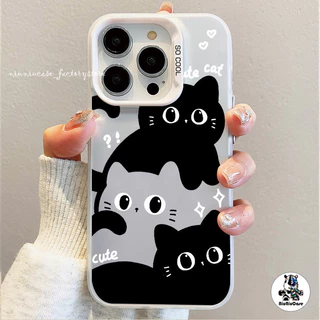 🔥ส่งจากไทย🔥 เคสไอโฟน11/12/13/14/15 Pro Max Cute Black Cat TPU Matte Case For iPhone 11,12,13,14,15,13PM,14PM,15PM เคส
