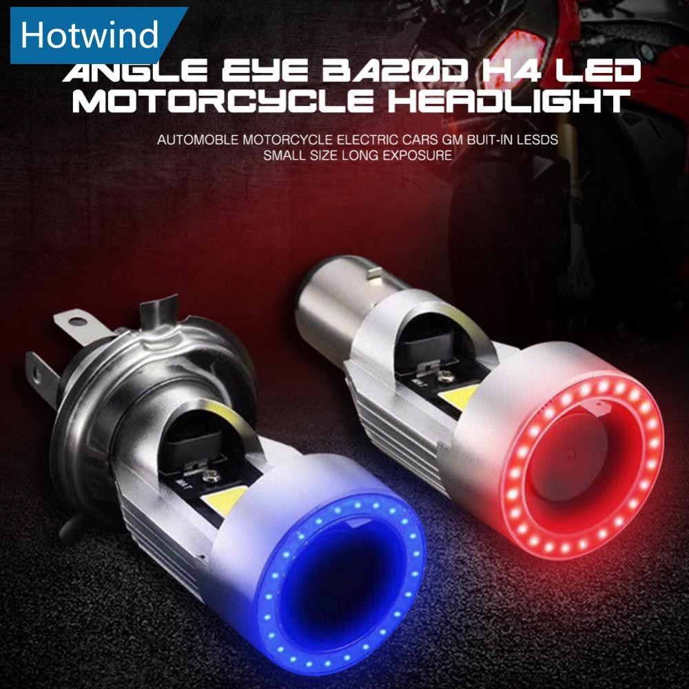 HW H4 BA20D รถจักรยานยนต์ Angel Eye LED ไฟหน้า H6 สกู๊ตเตอร์มอเตอร์ไซด์หลอดไฟ DRL 12V-80V O7Y1