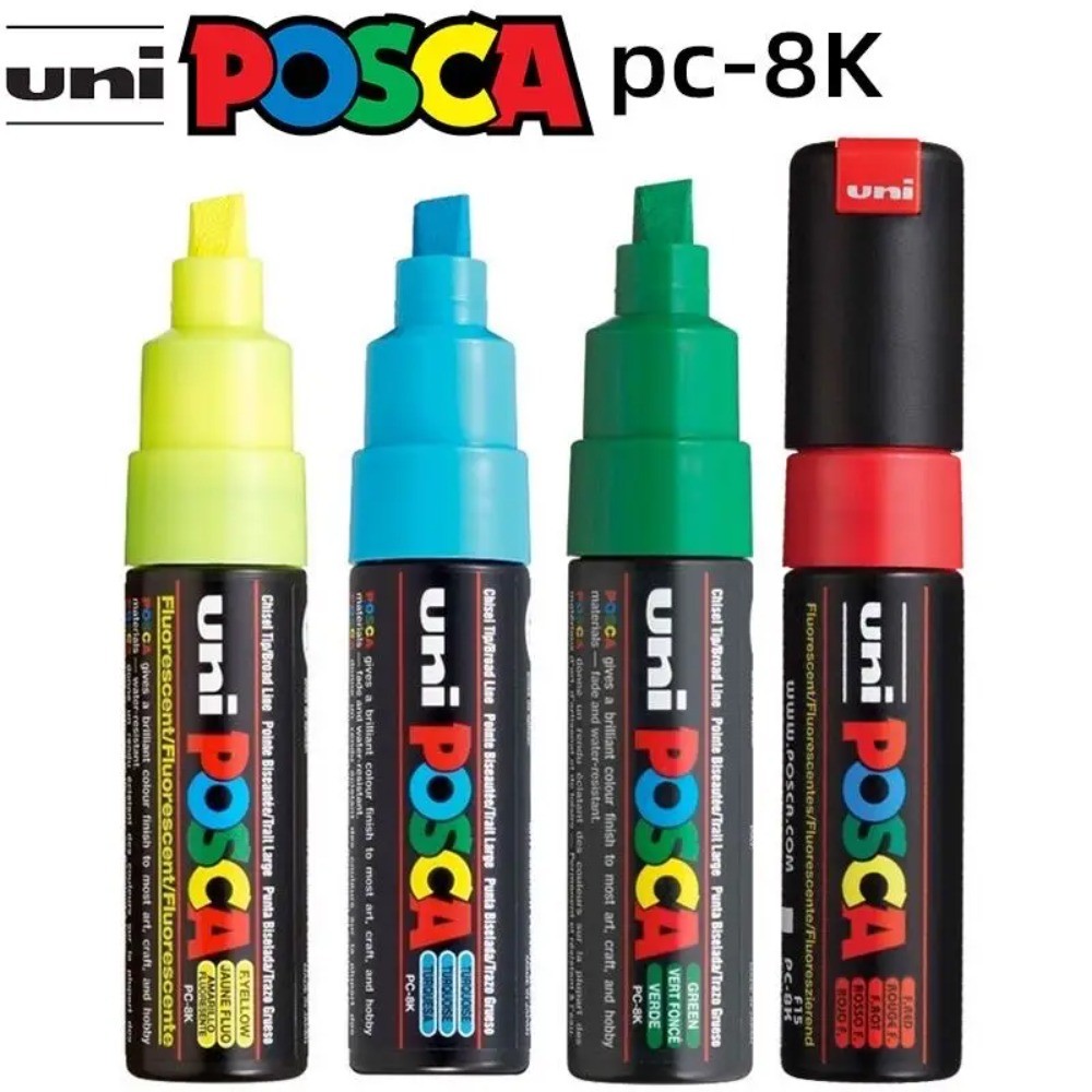 Uni Posca PC-8K เครื่องหมายสีชุดกันน้ําและชั้นได้หลังจากการอบแห้งความงาม Graffiti ชุดปากกาวาดภาพอุปกรณ์ศิลปะสําหรับศิลปินเด็ก