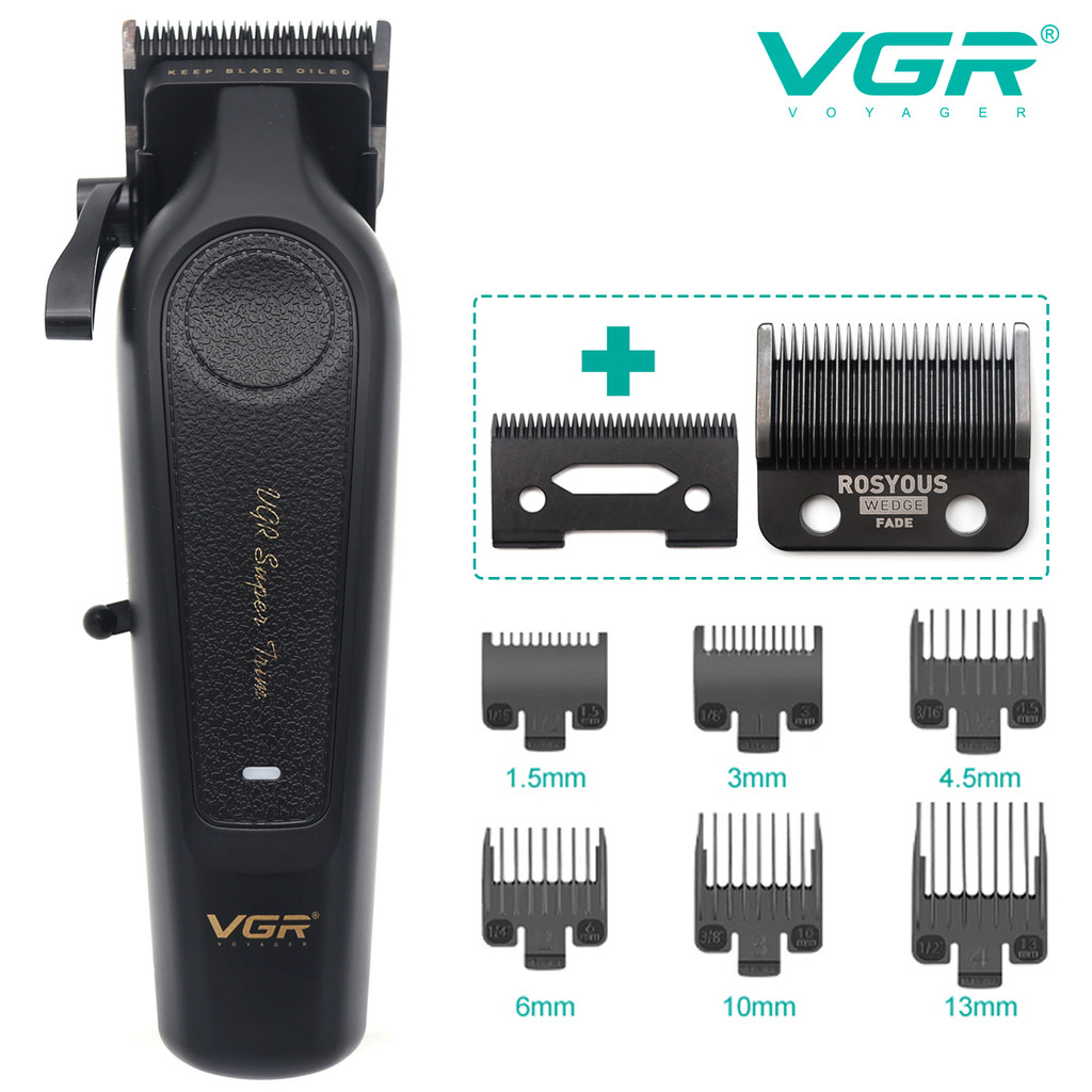 VGR V-197 ปัตตาเลี่ยนผมผู้ชาย DLC ใบมีดเสียงรบกวนต่ําไร้สาย USB ใบมีดเซรามิคตัดผมเครื่องตัดผม Professional Hair Trimmer