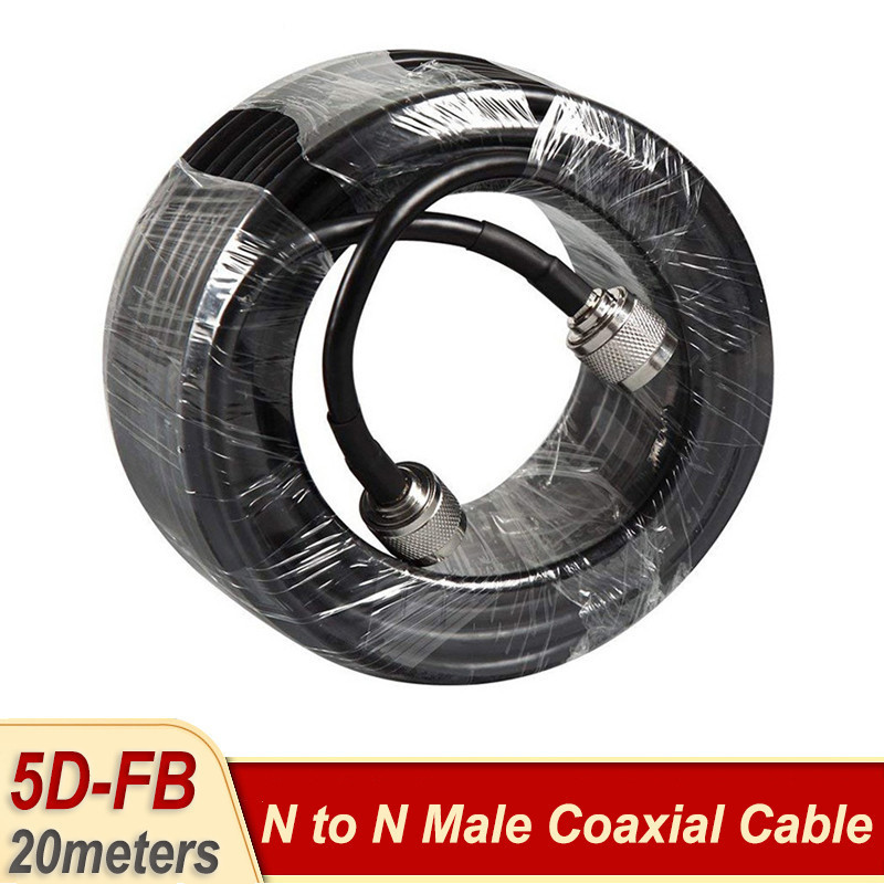 20 เมตรสายโคแอกเชียล N ชาย N ชาย 5D-FB การสูญเสียต่ําสูง Shielding 50ohm เสาอากาศสายต่อ