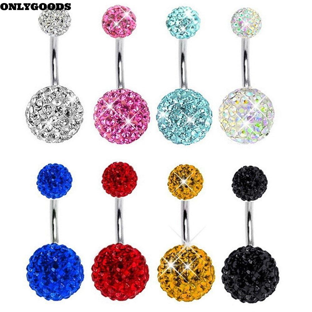 Only จิวเจาะร่างกาย หน้าท้อง ประดับคริสตัล อัญมณีคู่ แฟชั่น