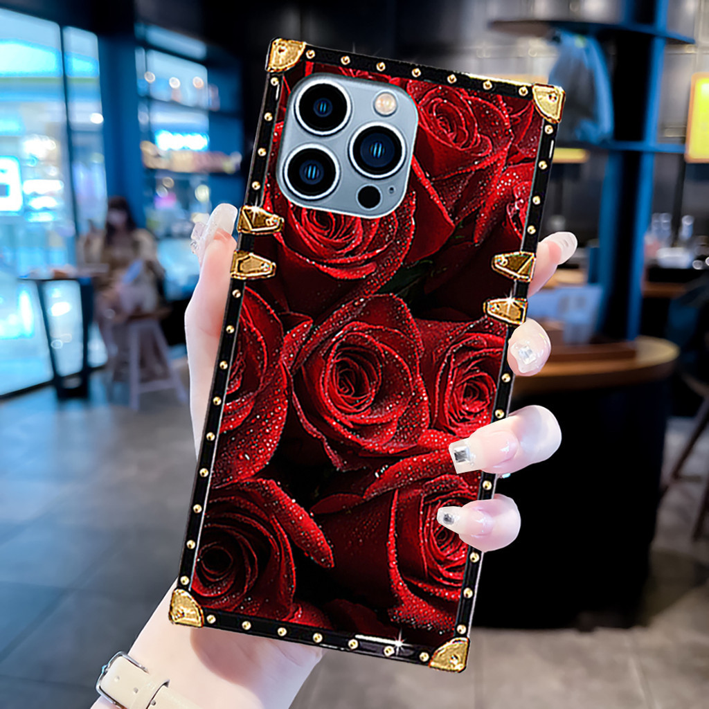 ปลอกสําหรับOPPO A6 Pro A5X A3 A3X A79 A98 A97 A78 A58 A38 A57 A17 A16 A15 A55 A54 A31 A8 A73 A93 A74 A94 A53 เคสโทรศัพท์หรูหรารูปแบบสี่เหลี่ยม