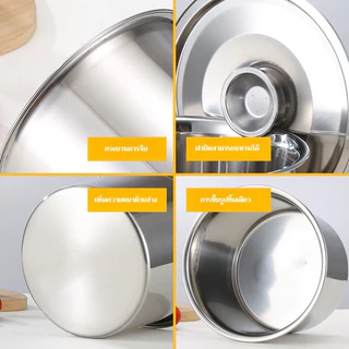 SZX โถเครื่องปรุงสแตนเลสปิด กล่องเก็บเครื่องปรุงครัวบ้าน ถังน้ำมันเชิงพาณิชย์พร้อมฝา ชามตีไข่ 14cm/18cm/20cm