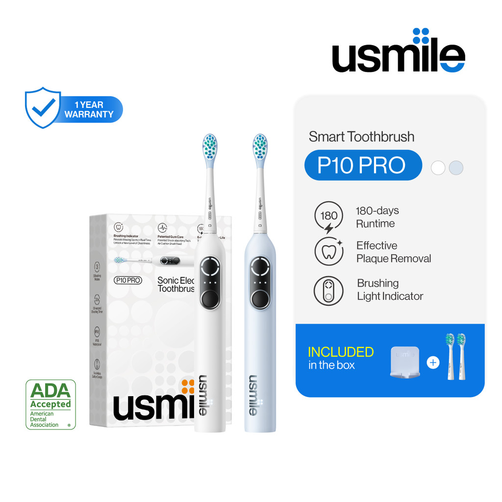 Smile Plus usmile P10 PRO แปรงสีฟันไฟฟ้าอัจฉริยะ | ตัวบ่งชี้แปรง |เทคโนโลยีที่เหมาะสมทันเวลา | อายุก