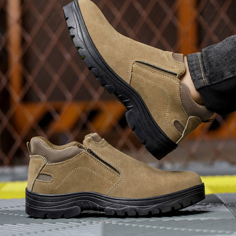 🔨รองเท้าเซฟตี้แบบสวมหนังกลับสำหรับผู้ชาย มีประสิทธิภาพป้องกันประกายไฟได้ดี หัวเหล็ก รองเท้าทำงานระบายอากาศได้ดี - รูปที่ 7