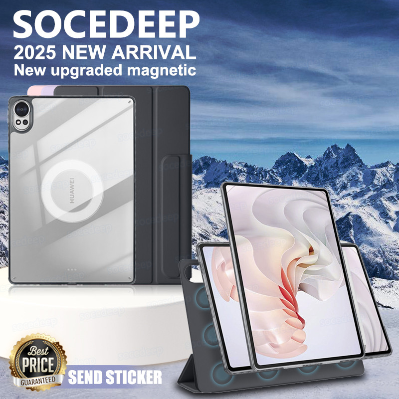 Socedeep สําหรับ Huawei MatePad 12X 12 นิ้ว MatePad Pro 12.2 นิ้วกรณีแม่เหล็กบางพิเศษที่ถอดออกได้ Tri-Fold กรณีป้องกันพร้อมที่ใส่ดินสอ