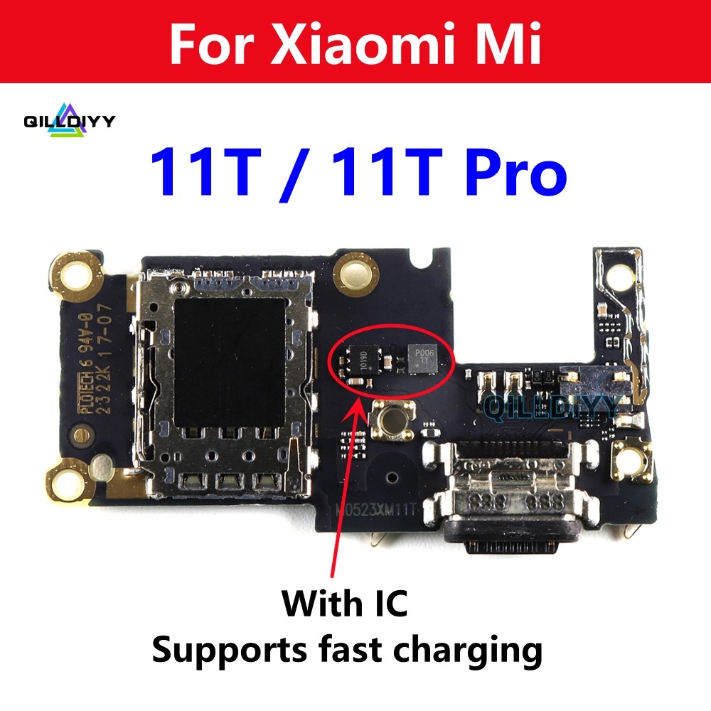 1pcs สําหรับ Xiaomi Mi 11T Pro 11TPro USB ชาร์จ Dock พอร์ตเชื่อมต่อปลั๊กซิมการ์ดผู้ถือเชื่อมต่อ Flex Cable อะไหล่ซ่อม