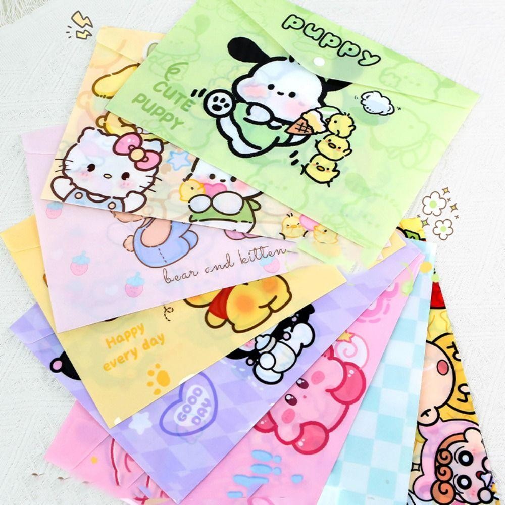 SANRIO ถุงแฟ้ม ดอกกุหลาบ ก4, ถุงเก็บกระดาษกันน้ําลายการ์ตูน, กระเป๋าใส่ซองอุปกรณ์สํานักงานซานริโอ้