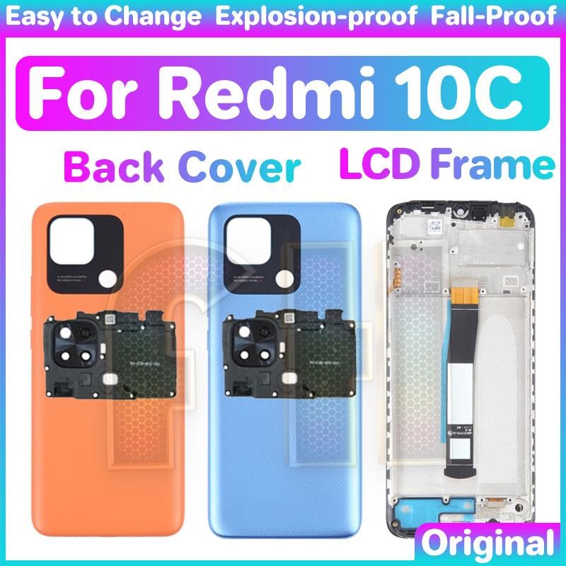 ชุดฝาหลังฝาหลังแบตเตอรี่ LCD ด้านหน้ากรอบกลางสําหรับ redmi 10c amera เลนส์ด้านหลังประตูกรณีกล้องเลนส์ปุ่มด้านข้าง