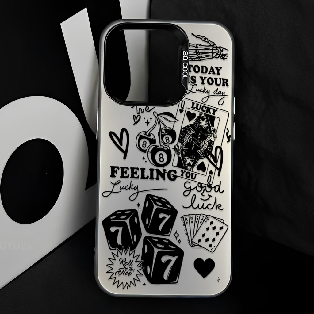 โป๊กเกอร์สร้างสรรค์ เคสไอโฟนหรูหราไฮโซ For iphone 11 12 13 14 15 16 Pro MAX 14Plus XR X XSMAX 7Plus เคสโทรศัพท์กันกระแทก