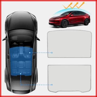 ที่บังแดดหลังคากระจก Tesla Model 3 Highland Model Y 2020-2026 ผ้าไอซ์ซิลค์ ติดตั้งด้วยตัวล็อค ป้องกันแสงแดด กระจกหลังคา Sunroof อุปกรณ์ตกแต่งรถ