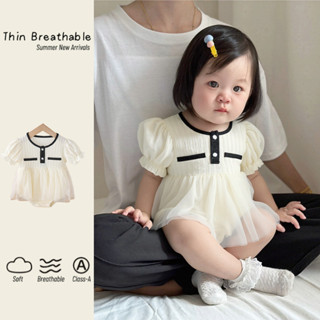เด็กใหม่ฤดูร้อนเสื้อผ้าสาวผ้าฝ้ายบางแขนสั้นบอดี้สูท 0-24 เดื…