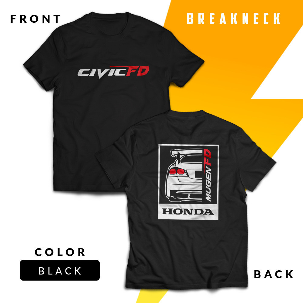 เสื้อยืด Mugen Honda Civic FD 8th Gen สำหรับปี 2006-2011 แขนสั้นคอกลม