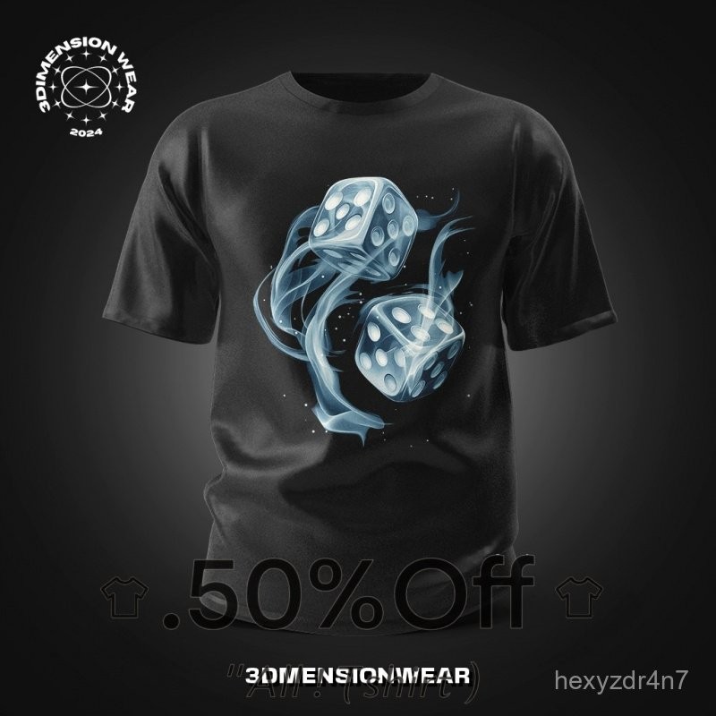 จัดส่ง 24 ชั่วโมง 100% Desain3DimensionWear - เสื้อยืด Premium Distro 3D Lucky Roll - DM0753