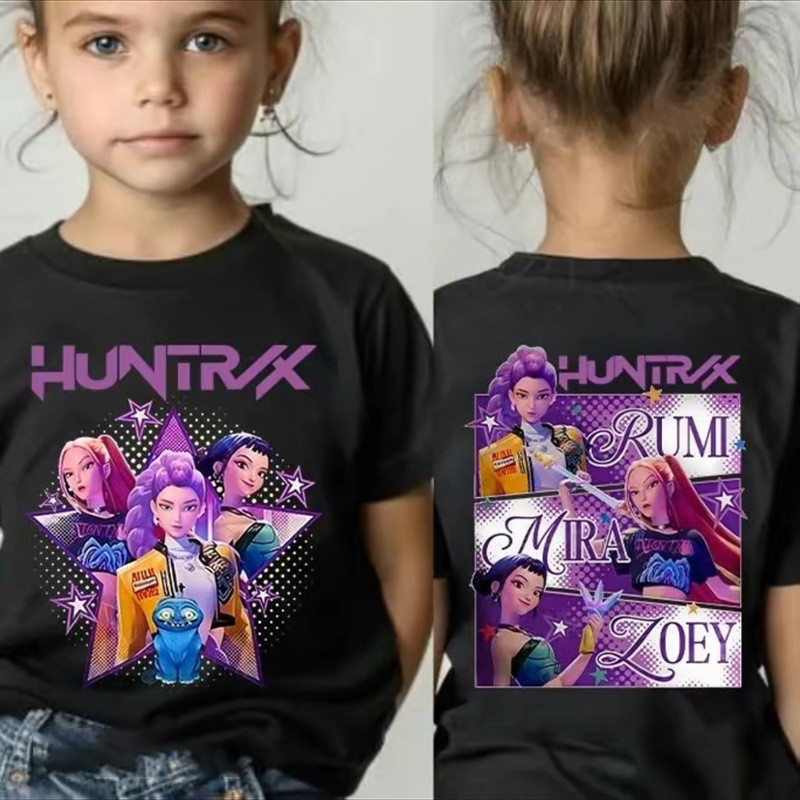 Dreamy Kids ⭐จัดส่งทันที⭐เสื้อยืดแขนสั้นคอกลม Demon Hunters KPop Demon Hunters สำหรับเด็ก