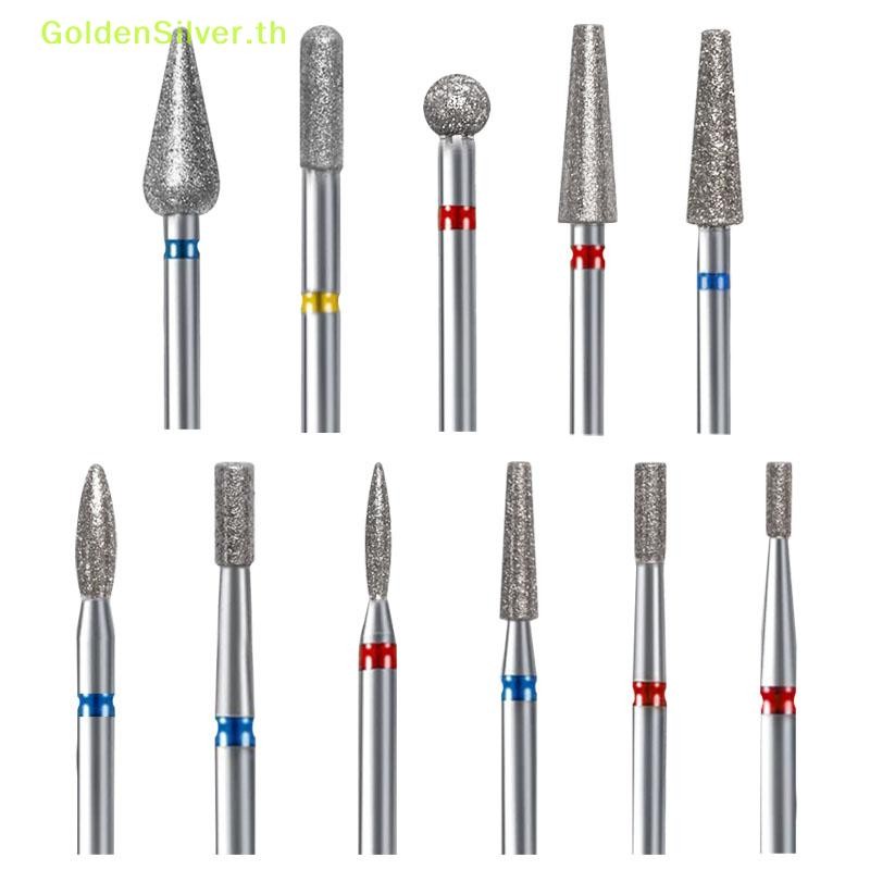 Goldensilver Diamond Nail Drill Bits Cuticle Clean ทําเล็บมือเล็บเท้า Remover เครื่องมือ TH