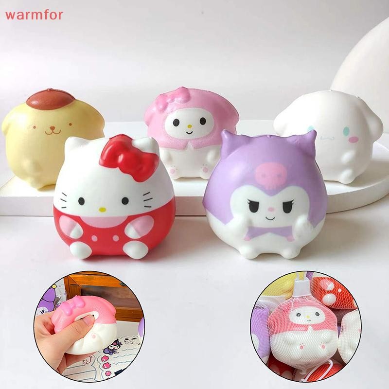 (warmfor) Sanrio Kawaii Hello Kitty Melody Deion Kuromi Cinnamoroll ความเครียดบรรเทา Squishy อะนิเมะการ์ตูนเด็กมือหยิกของเล่น