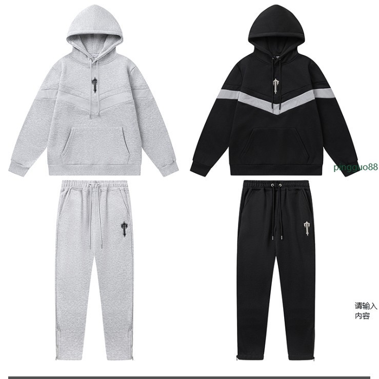 เสื้อฮู้ด การเย็บปะติดปะต่อกันของ Trapstar ลําลองและหลากหลาย high street