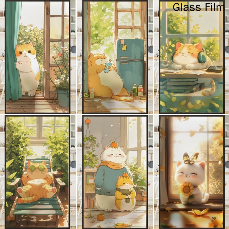 ส่งแสงและทึบแสงฟิล์มกระจกไฟฟ้าสถิตสติกเกอร์หน้าต่างการ์ตูน กันแสงป้องกันการมองลอดและป้องกันการรั่วไหลหน้าต่างห้องน้ําแ